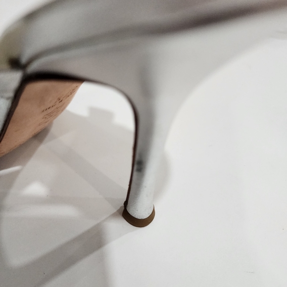 JIMMY CHOO Jasmin 105 Metallic Silver Nappa Leather Strappy Sandals Sz 37.5 - Picture 9 of 13